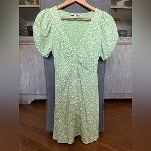 Madewell Puff Sleeve V-Neck Button-Front Floral Mini Dress